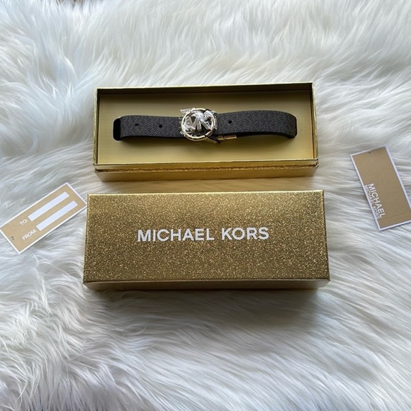 Michael Kors Women's Brown Reversible Pave Logo Belt in Box. NWT - Picture 11 of 16
